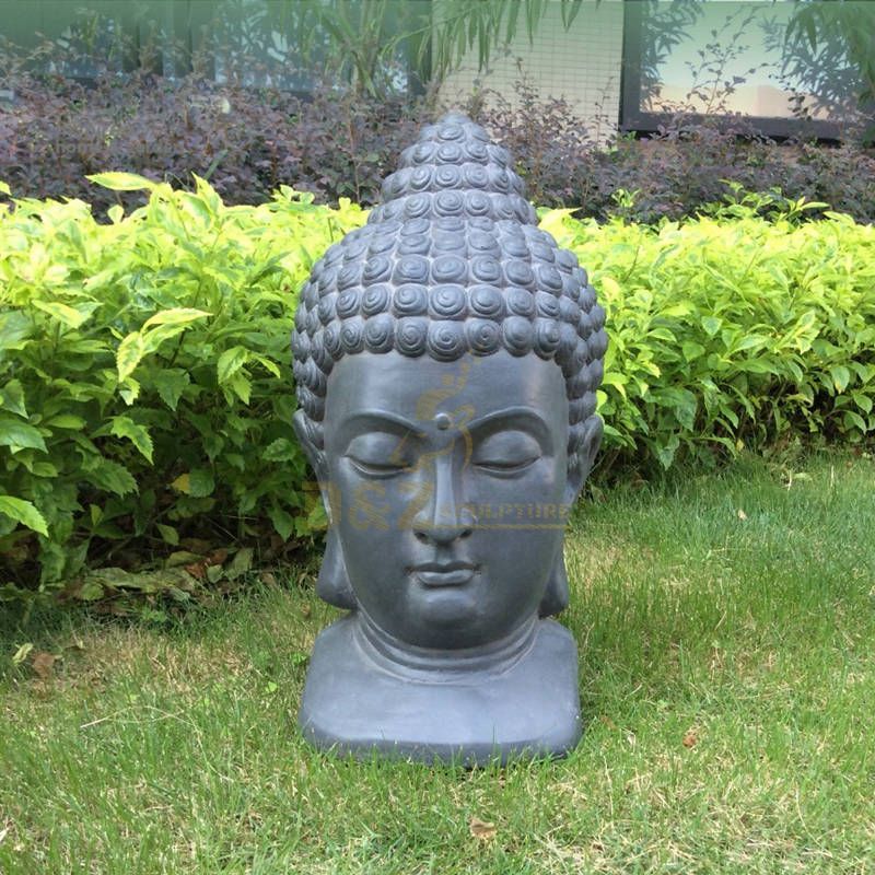 Stone Antique Dark Grey Marble Big Buddha Statue Head