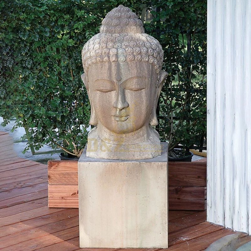 Stone Antique Dark Grey Marble Big Buddha Statue Head