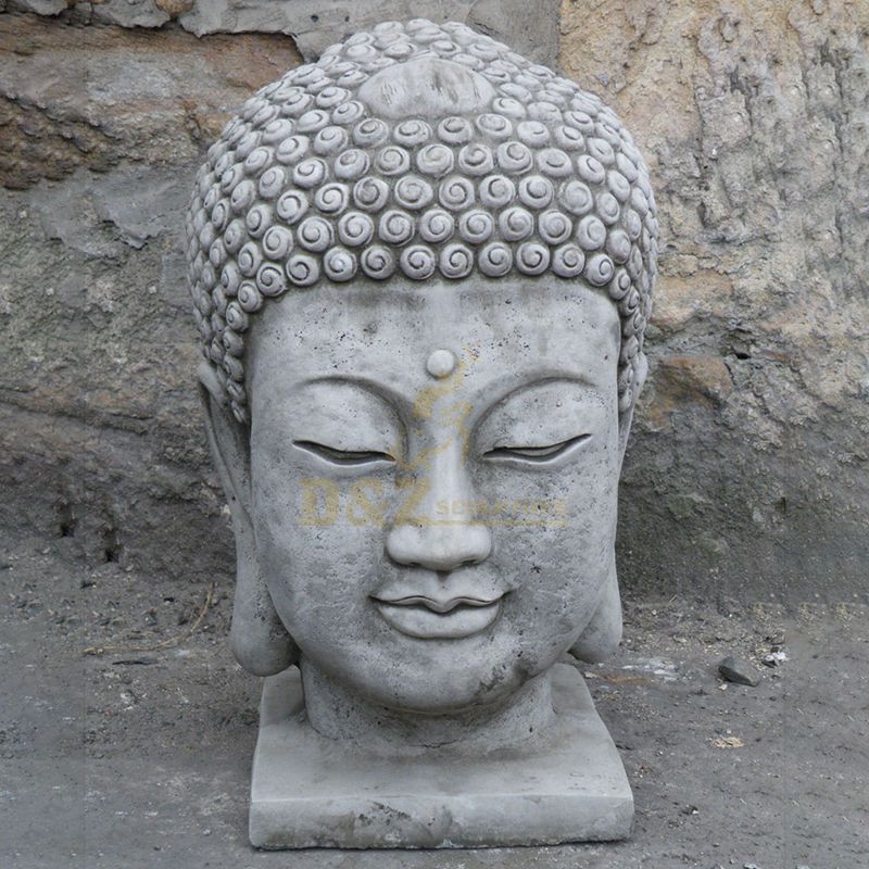 Stone Antique Dark Grey Marble Big Buddha Statue Head