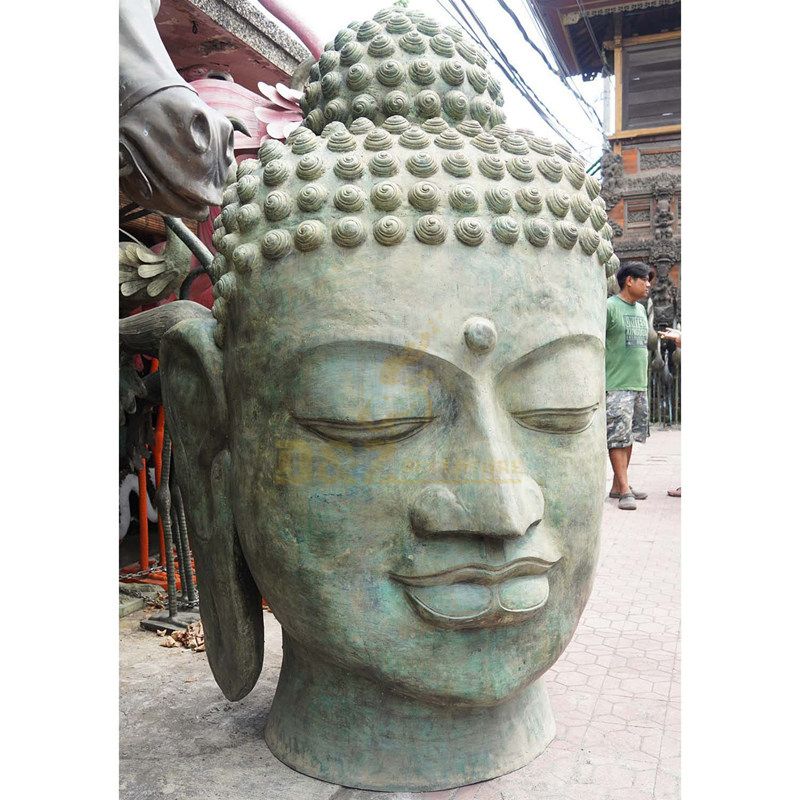 Buddha Head Ornament Made From Bronze Garden Art Decoration