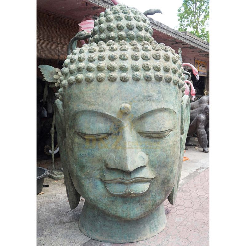 Buddha Head Ornament Made From Bronze Garden Art Decoration
