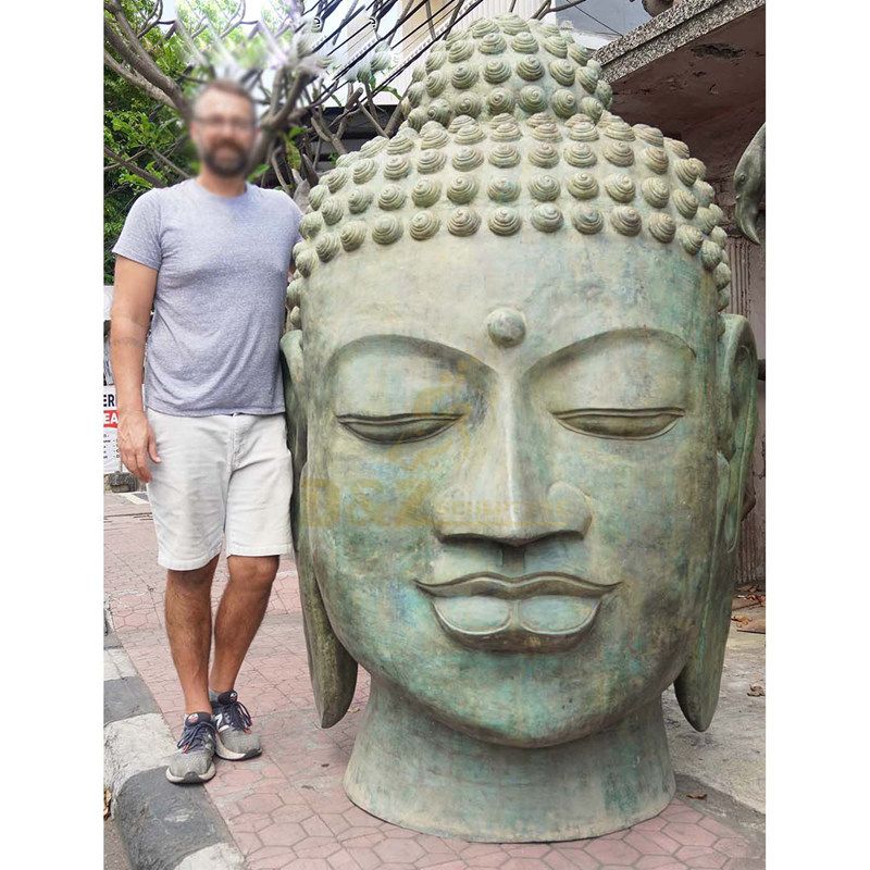 Buddha Head Ornament Made From Bronze Garden Art Decoration