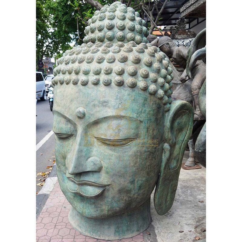 Buddha Head Ornament Made From Bronze Garden Art Decoration