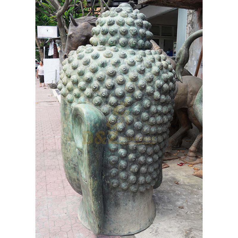 Buddha Head Ornament Made From Bronze Garden Art Decoration