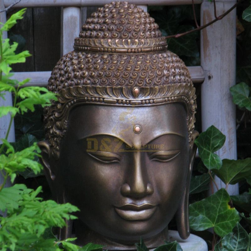 Handmade Bronze Outdoor Buddha Head Statue Garden Decoration
