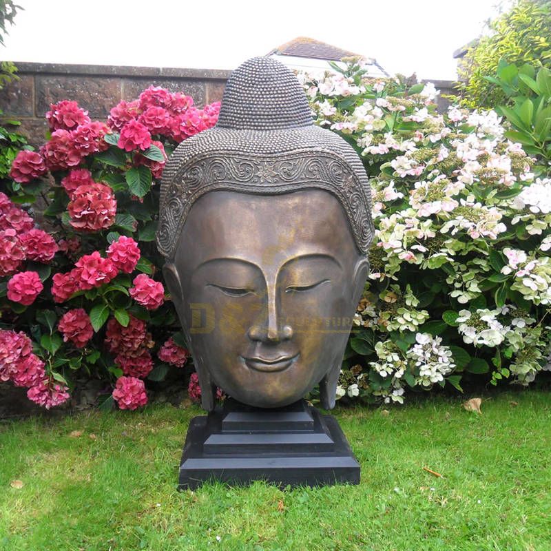 Handmade Bronze Outdoor Buddha Head Statue Garden Decoration