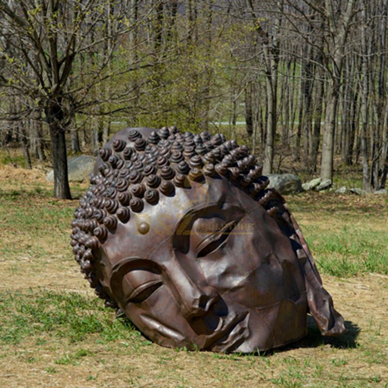 Handmade Big Garden Custom Brass Buddha Head