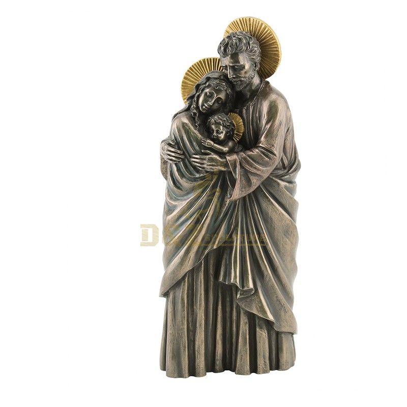 High quality metal decorated bronze Mary Saint Joseph and Jesus family statues for sale