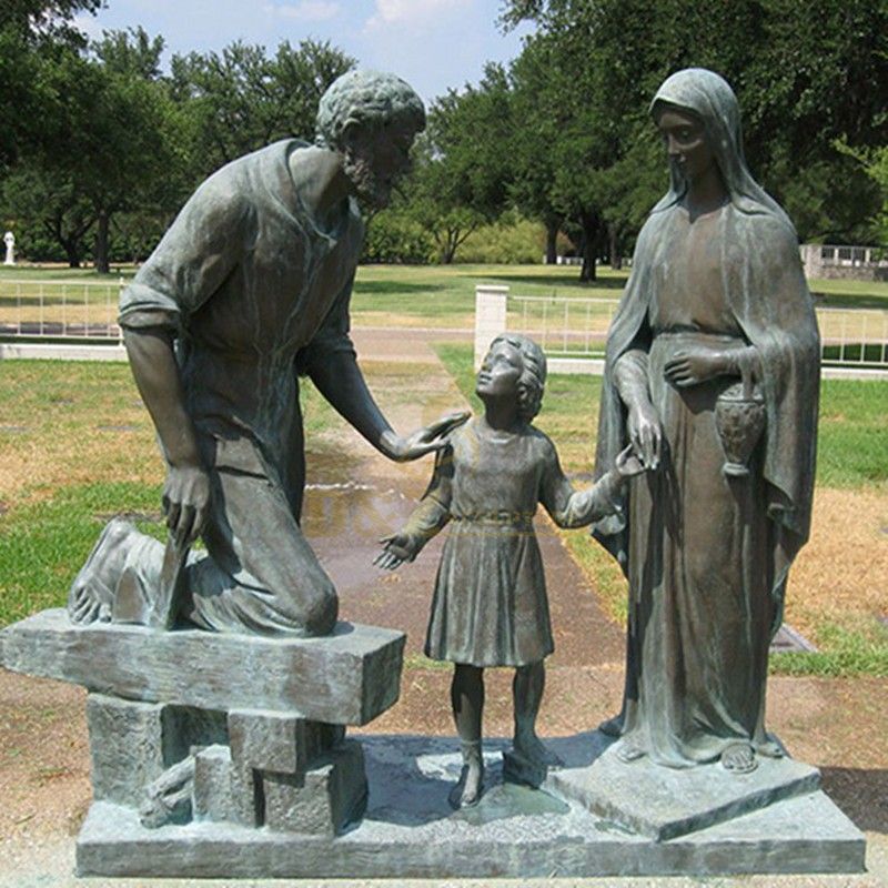 Park decoration bronze statues of St. Joseph Mary and Jesus family for sale