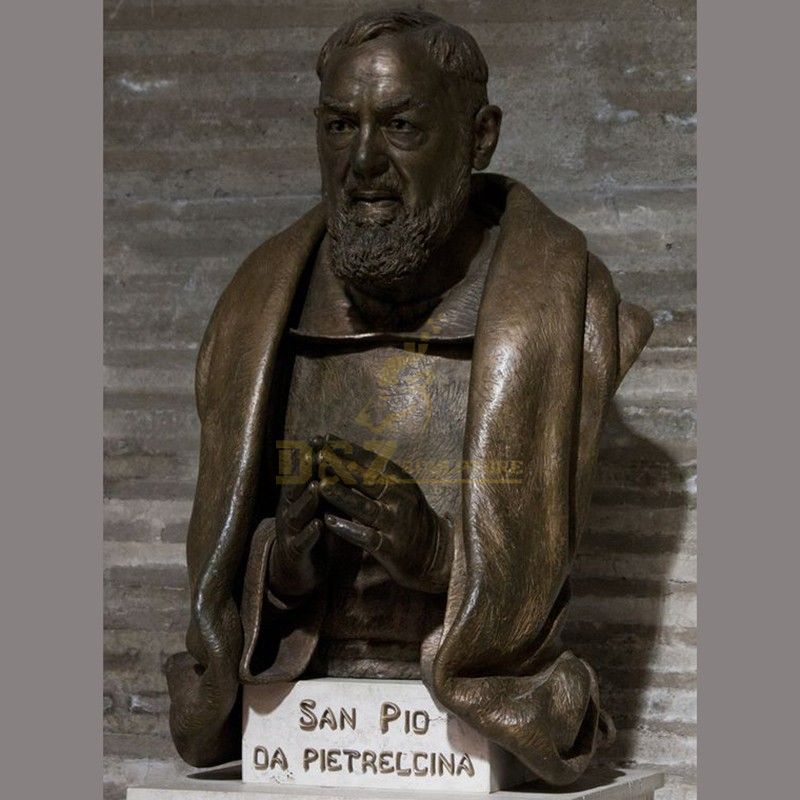 Factory-cast exquisite bronze bust of Saint padre pio for sale