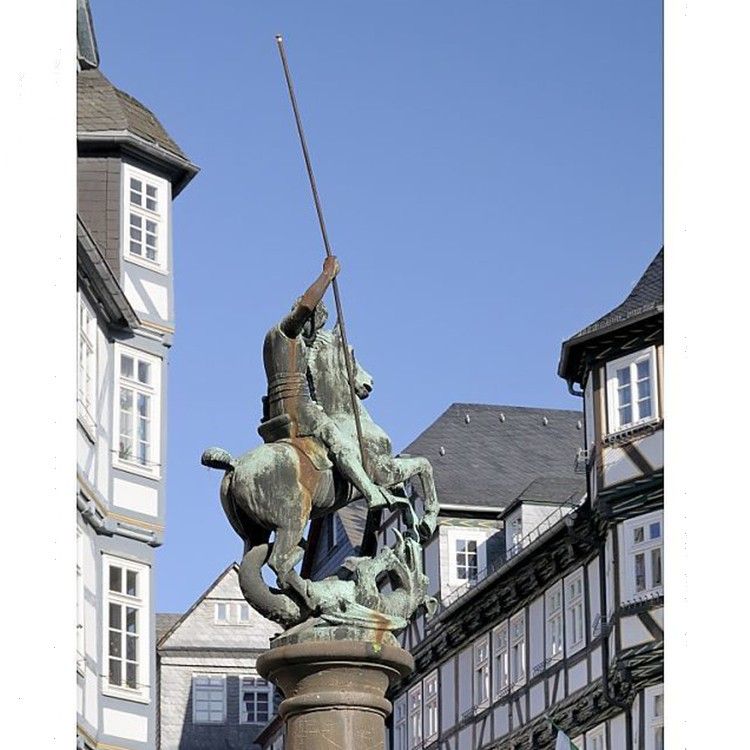 Outdoor life size bronze Saint George and Dragon sculpture