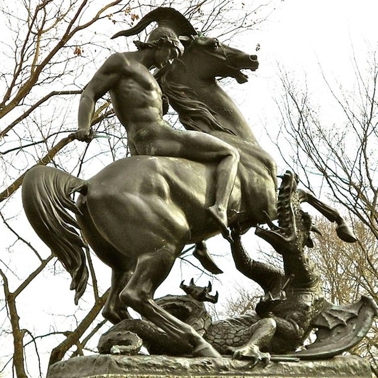 High quality handmade bronze Saint George on horseback