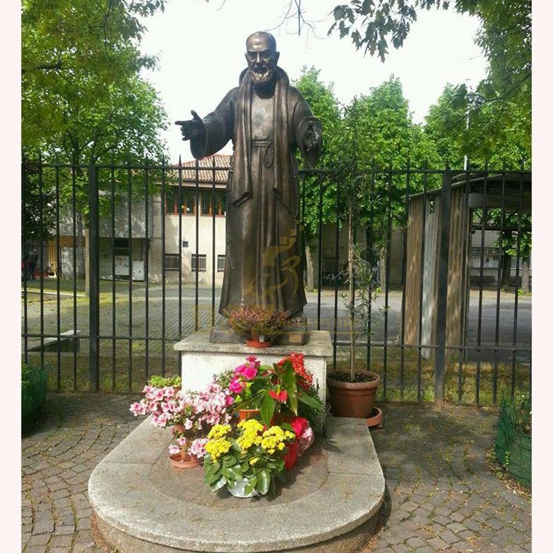 Hand-made unique statues of San Padre Pio for yard decoration