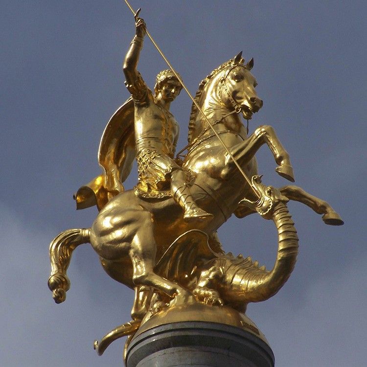 Large Size Bronze Statue of Saint George Fighting the Dragon