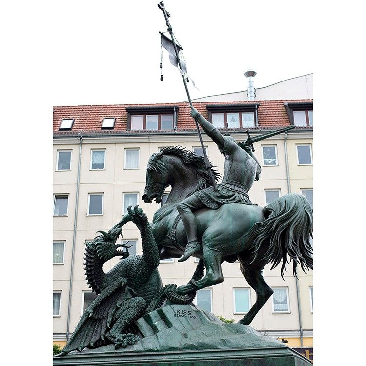 Life Size bronze St George Statue Slays The Dragon