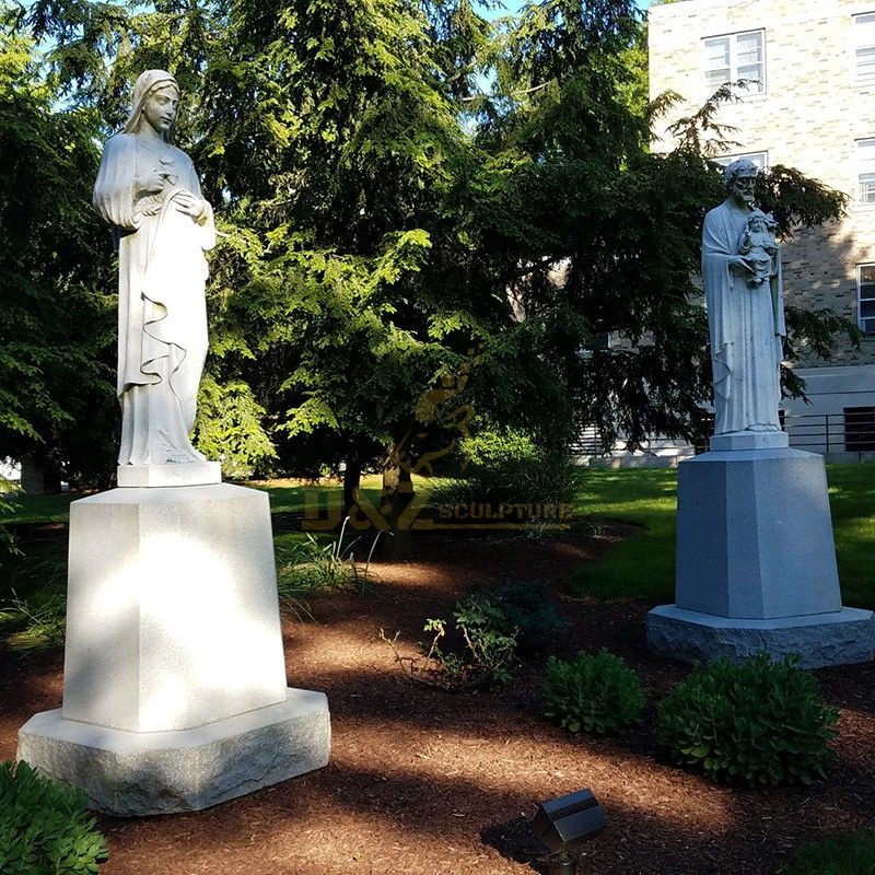 Outdoor large marble pair of holy family statues for sale