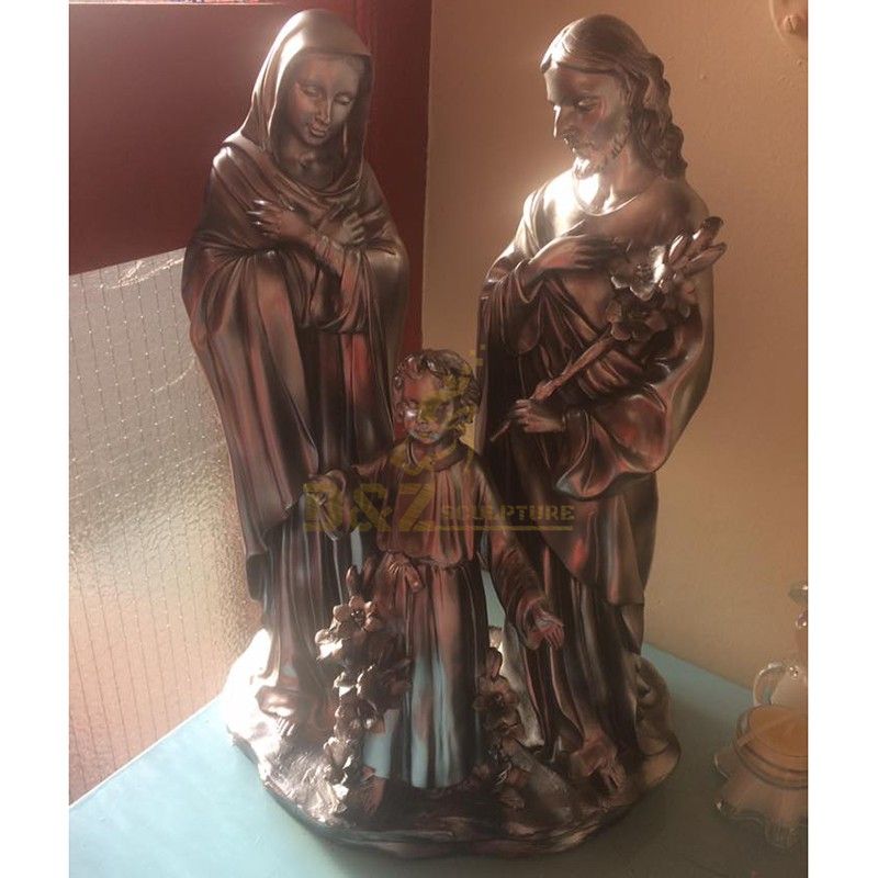 Customized life-size metal cast brass holy family statue