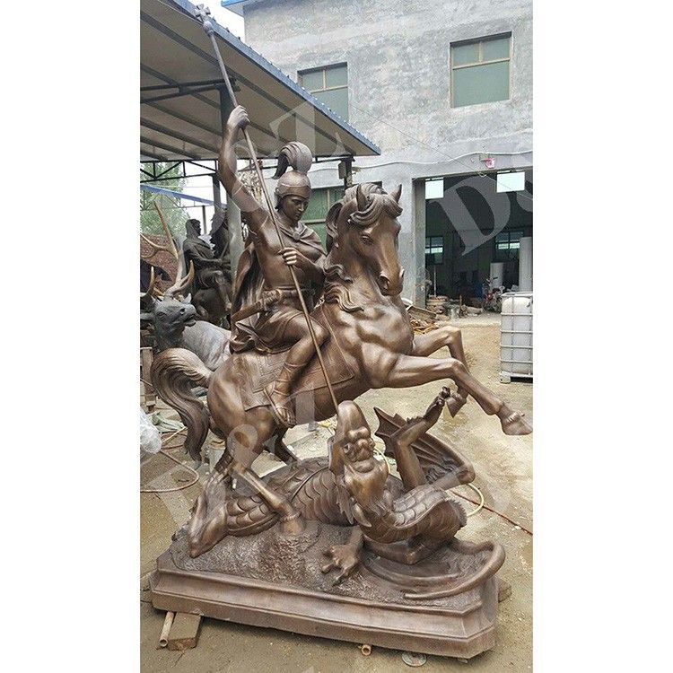 Life Size bronze Saint George Fighting with Dragon Sculpture