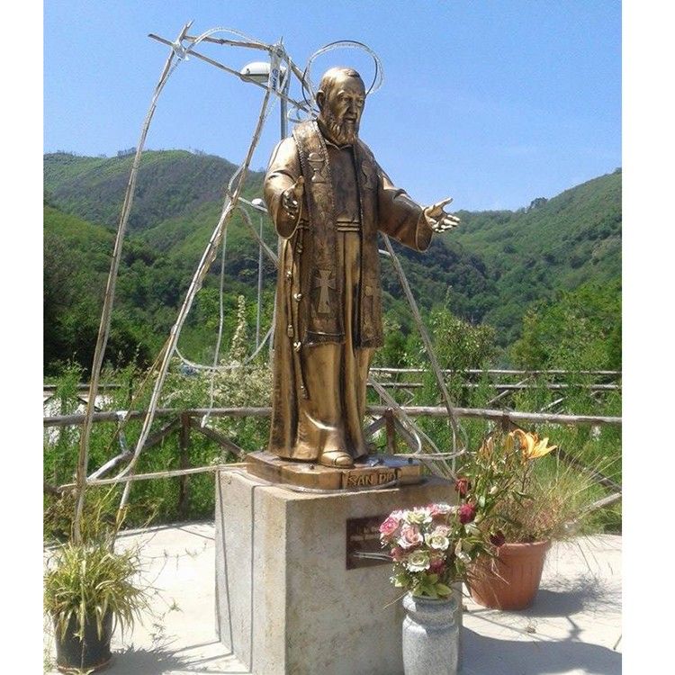 Hot Sale Copper Religious Decor Crafts Padre Pio Statue