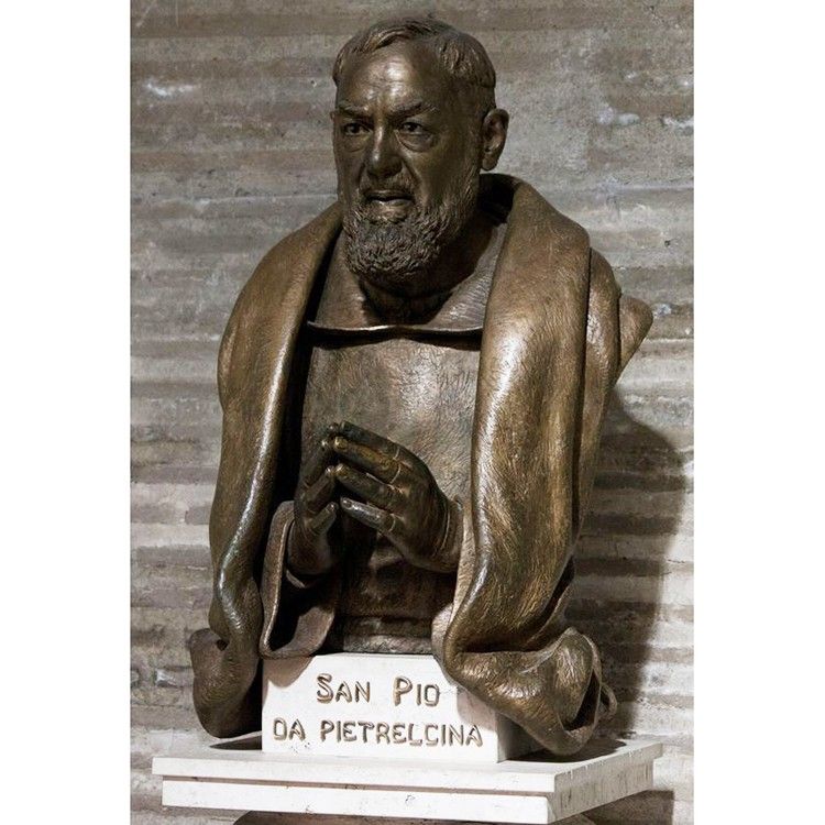 Antique metal religious large size Padre Pio Bust statue