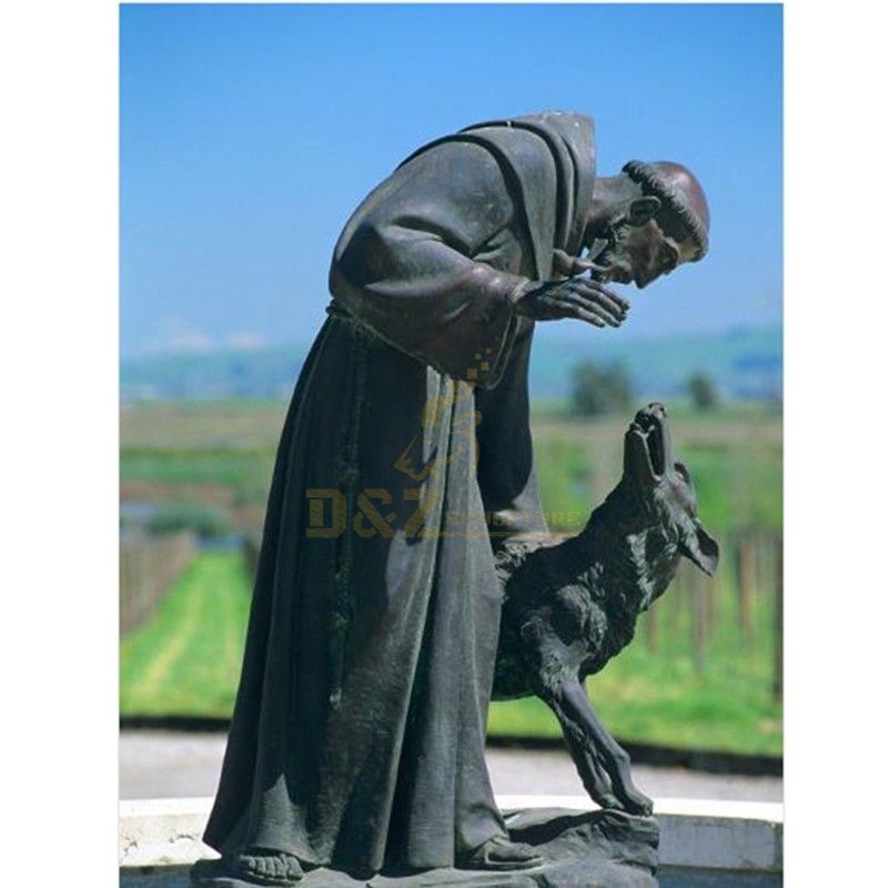 Outdoor park decoration Saint Francis with dog statue for sale