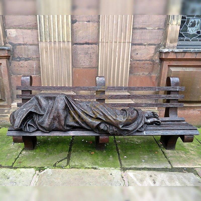 Famous Religious Bronze Sculpture of Homeless Jesus On Bench for Outdoor Decoration