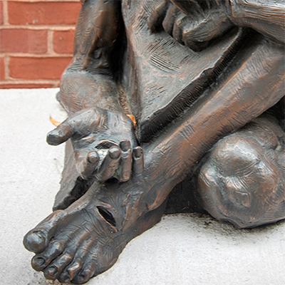 sculpture of homeless jesus