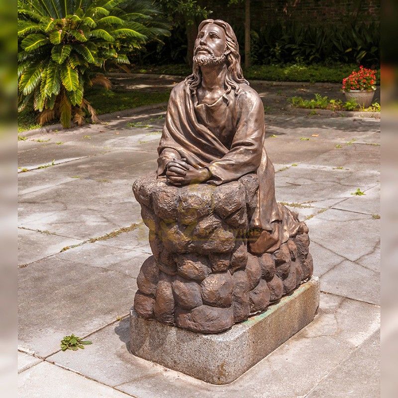 High quality outdoor religious art sculpture Jesus praying statue for sale