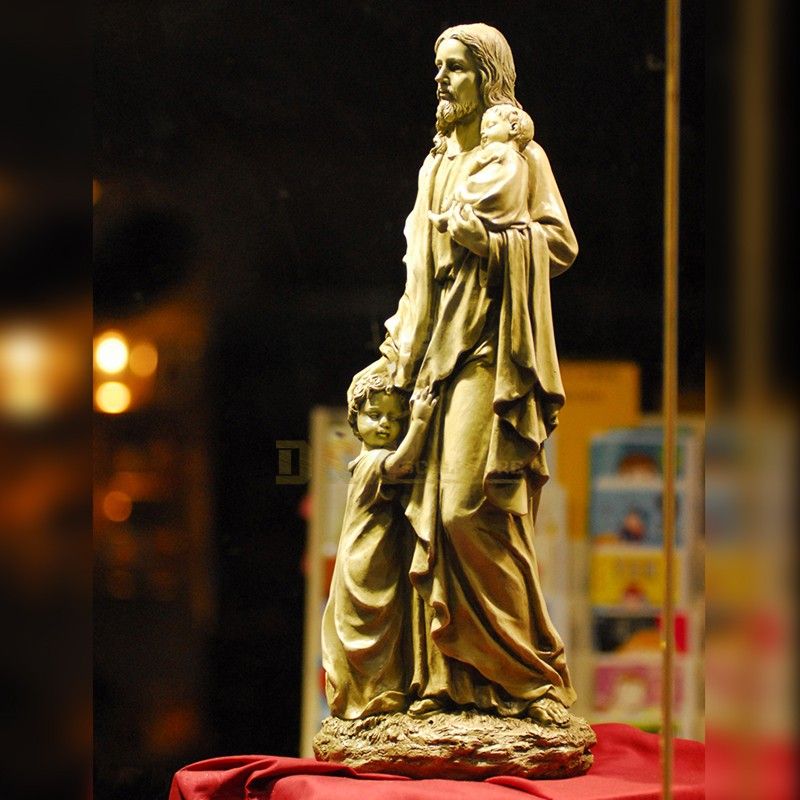 Factory casting custom golden bronze Jesus with children statues for sale