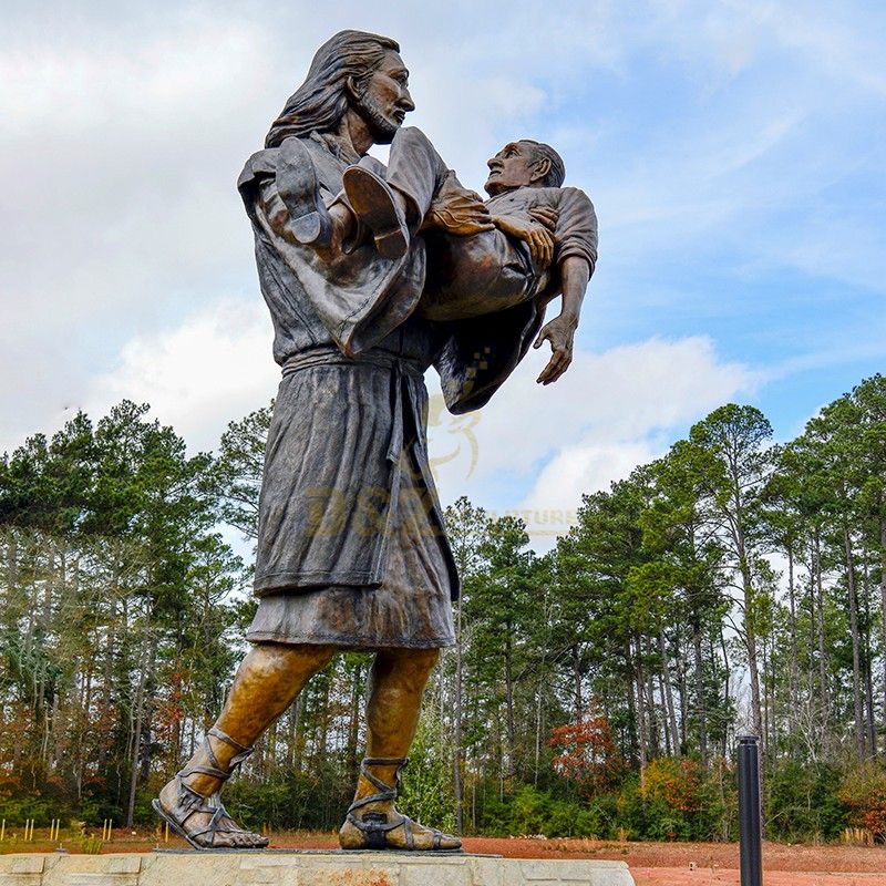 Famous Christian Catholic decorated large Jesus carrying a man statue for sale