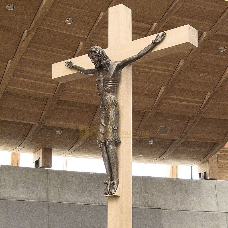 Exquisite outdoor life-size bronze Jesus on the cross statue for sale