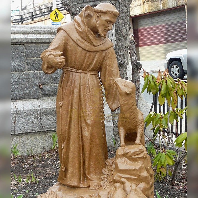 Customized high quality brass statues of Saint Francis with animals