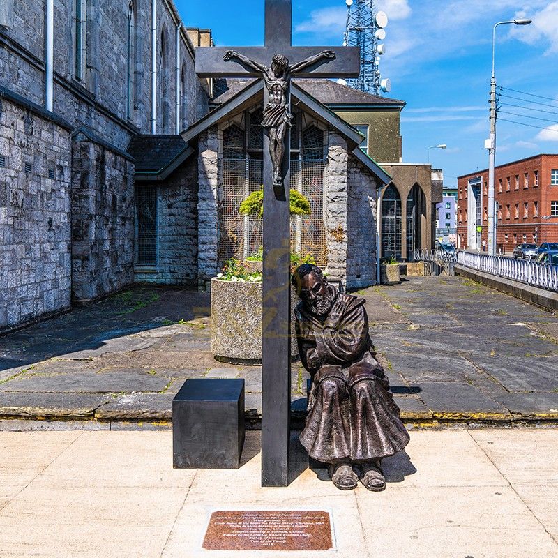 High Quality Bronze Padre Pio Listening to Confession Statue Outdoor Decoration