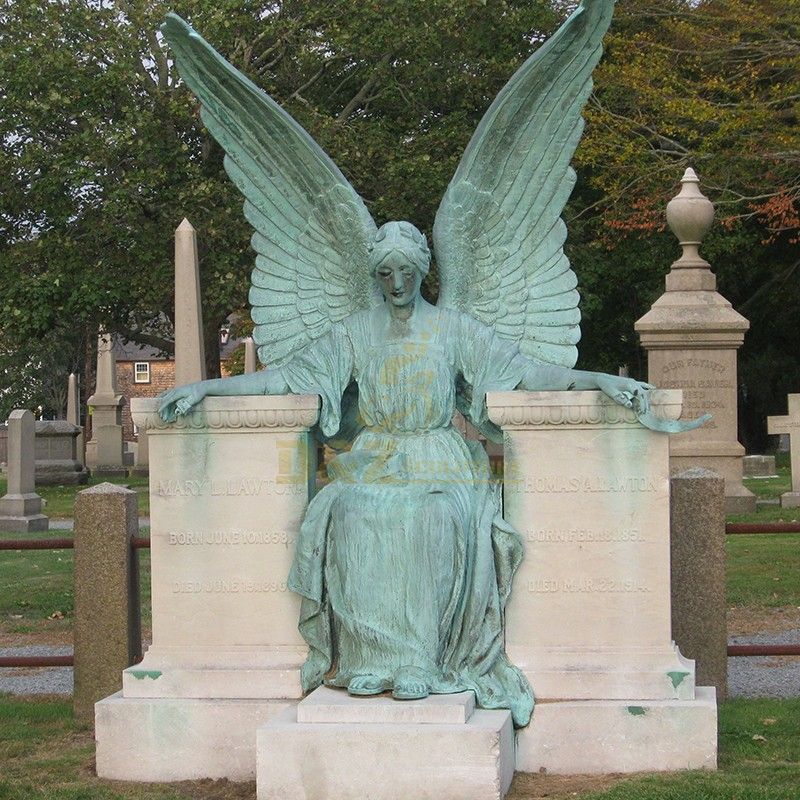 Customized beautiful bronze high quality cemetery angel statue for sale