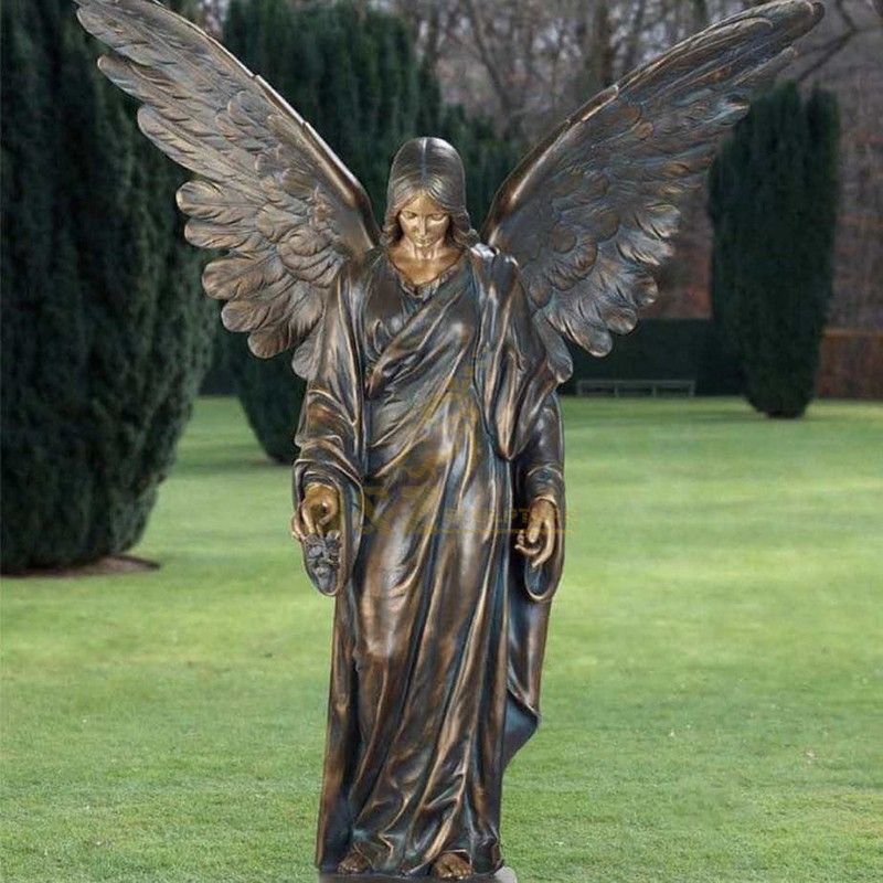 Custom life-size bronze crying angel statue for garden decoration