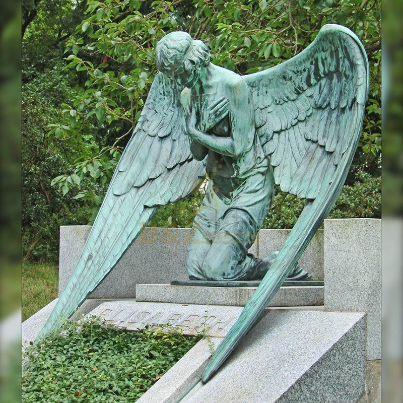 Exquisite bronze made praying gravestone angel statue for sale