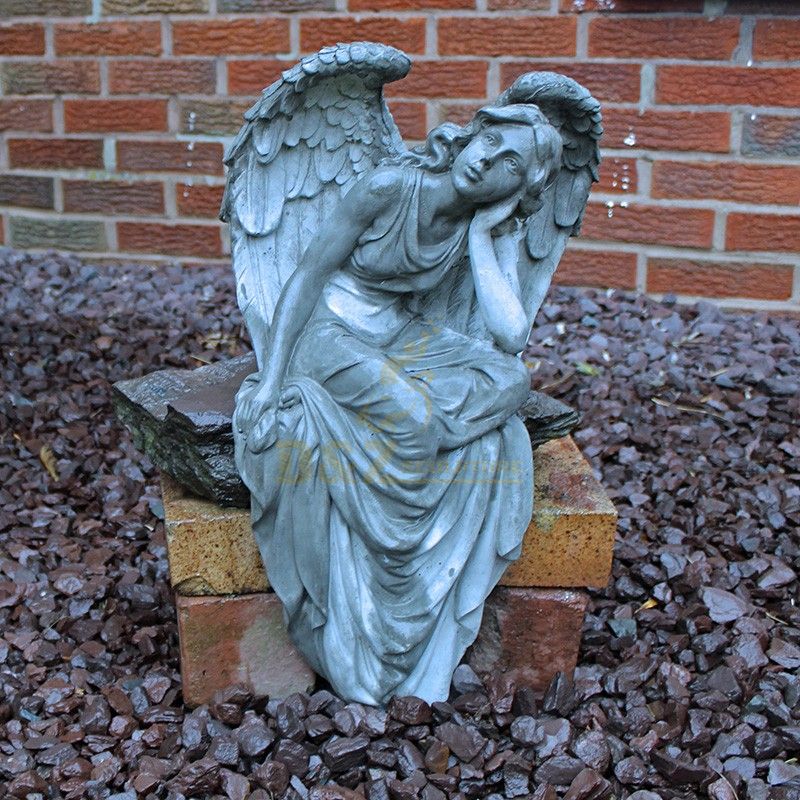 Garden Sculpture Decoration Bronze Resting Grace Sitting Angel Sculpture for sale