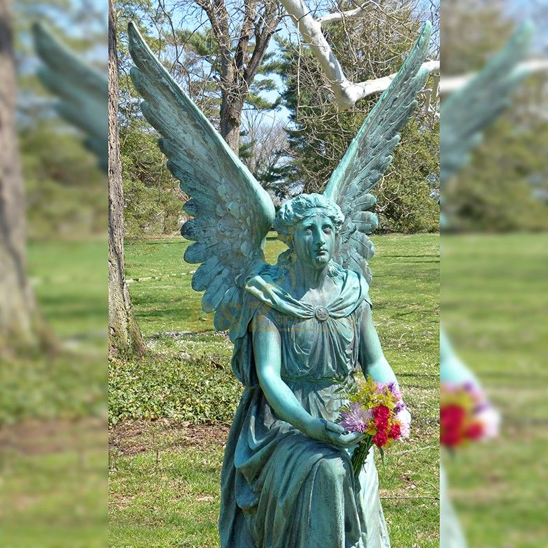 Outdoor garden sculpture high quality sitting angel bronze sculpture for sale
