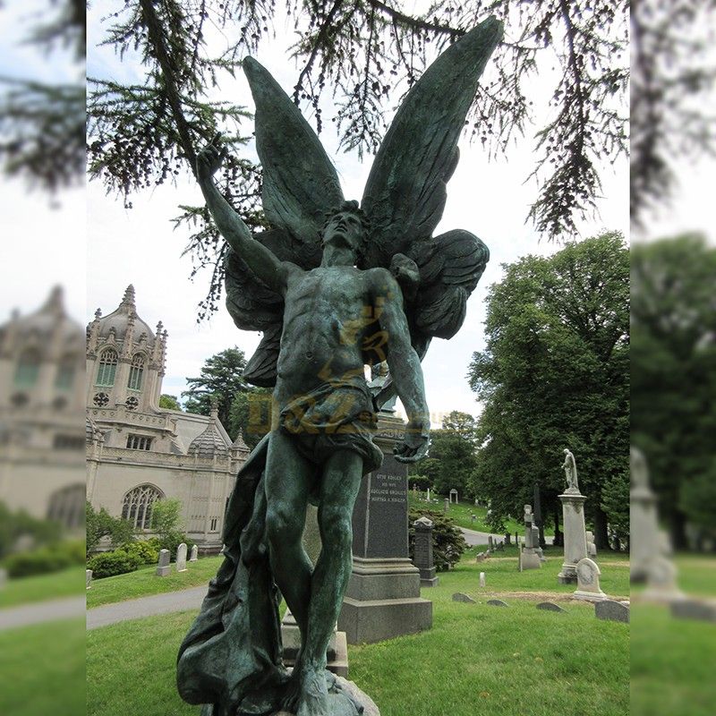 Famous life-size green bronze cemetery angel statue for sale