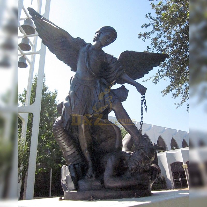 The famous bronze statue of Saint Michael hitting evil with an iron chain for sale