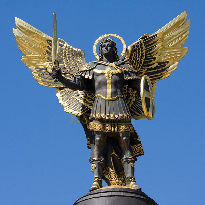 Famous Golden Statue Of Archangel Michael At Independence Square In Kyiv Stock For Sale