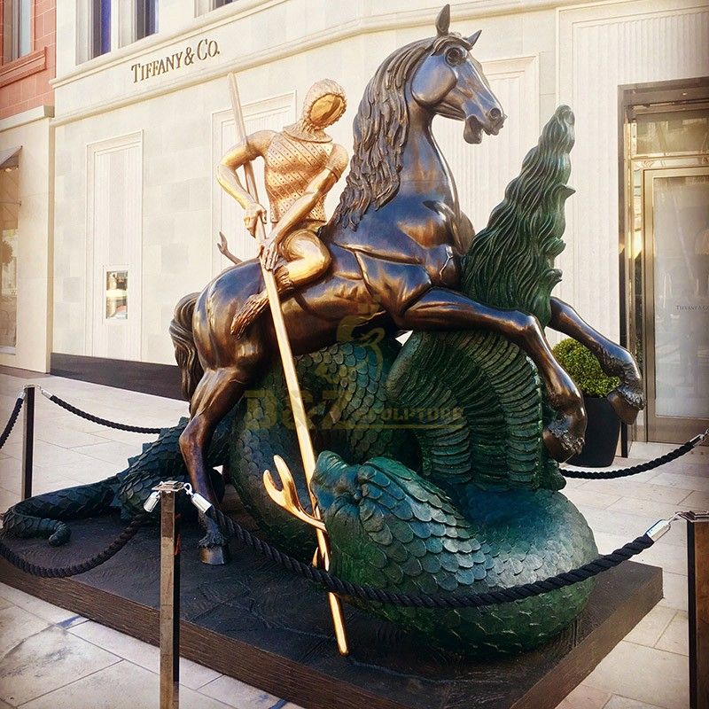 New design outdoor garden sculpture Saint George slaying the dragon statue for sale