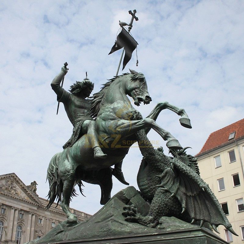 Park ornament St George and the Dragon bronze Statue for sale