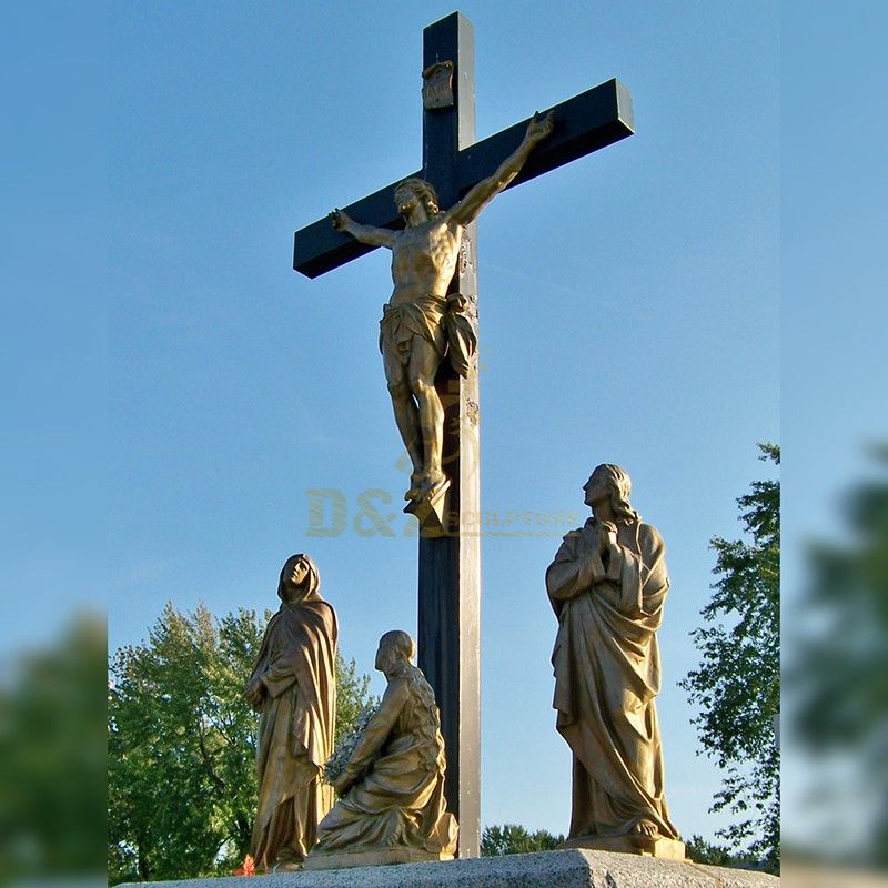 Religious sculpture bronze Jesus on the cross statue for sale