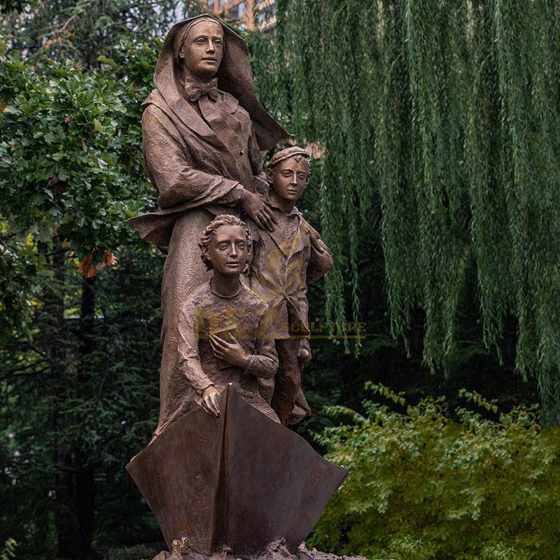 Outdoor garden religious Catholic decoration Mother Cabrini with children statue