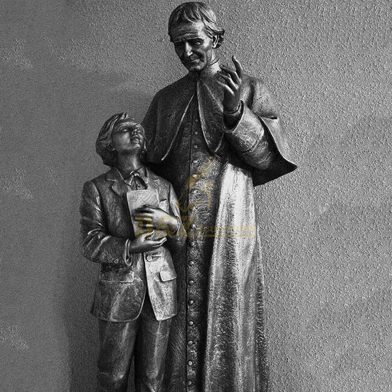 Life-size bronze cast st john bosco statue with children for sale