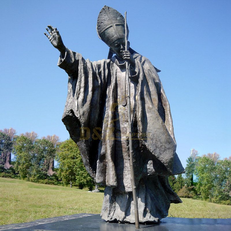 Bronze Craft Factory Outdoor Garden Decoration Metal Life Size Bronze Statue of Pope John Paul II