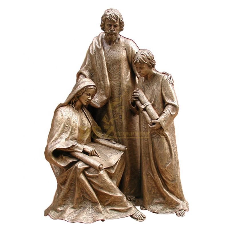 High quality religious decoration bronze Mary Saint Joseph and Jesus family statues for sale