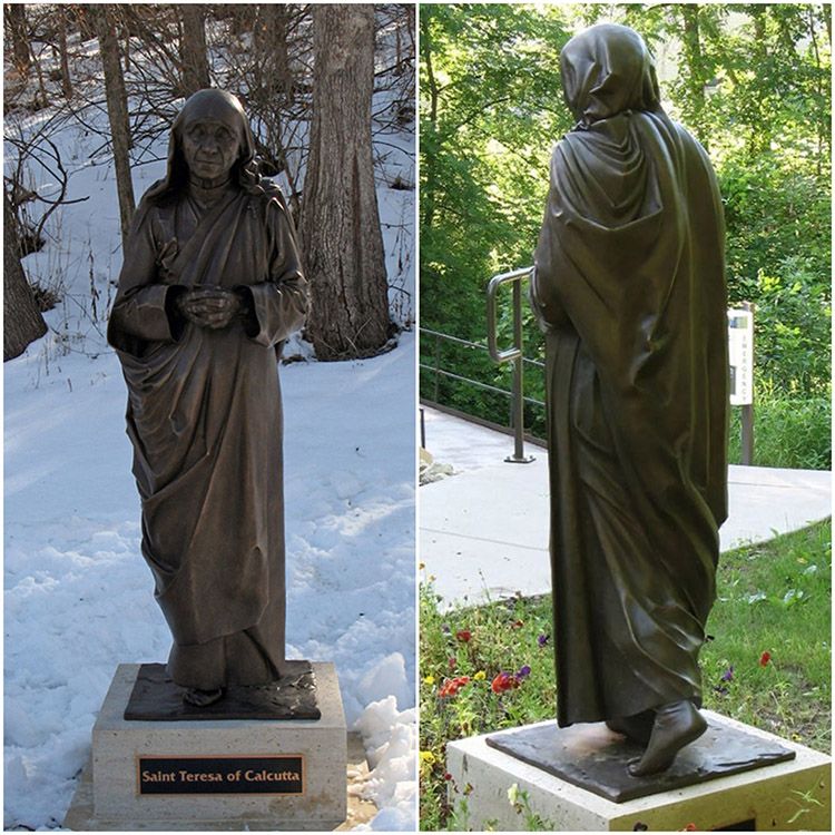 Garden standing bronze religious Teresa sculpture