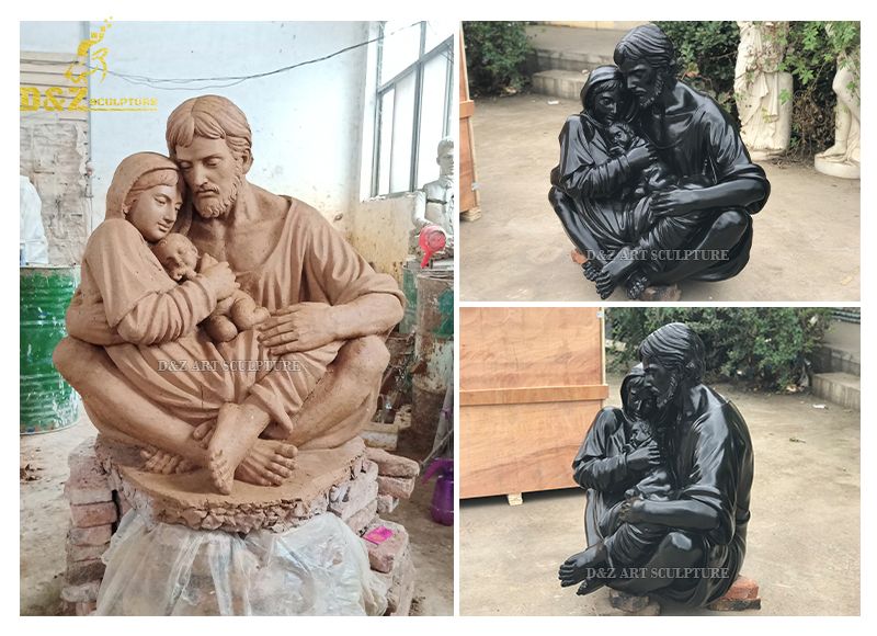 High quality metal decorated bronze Mary Saint Joseph and Jesus family statues for sale